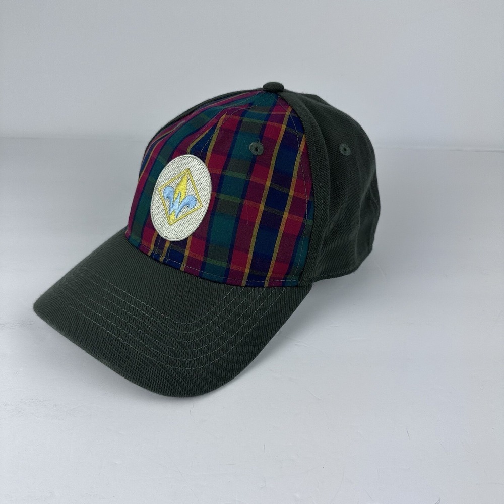Webelos Hat Cap Fitted M/L Green Red Plaid Crest Mens Outdoor Boy Scouts‎